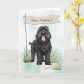 Carte Noir Russe Race Terrier Sous Symbole Anniversaire (Fleur jaune)