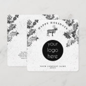 Carte Noir Rustique Blanc Vacances Affaires Logo Noël (Devant / Derrière)