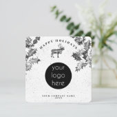 Carte Noir Rustique Blanc Vacances Affaires Logo Noël (Debout devant)