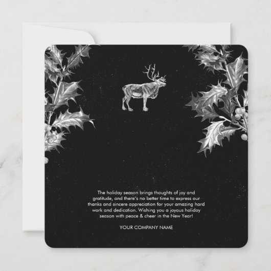 Carte Noir rustique Vacances Entreprise QR Code Noël (Dos)