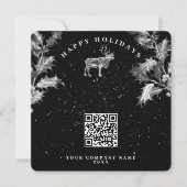Carte Noir rustique Vacances Entreprise QR Code Noël (Devant)