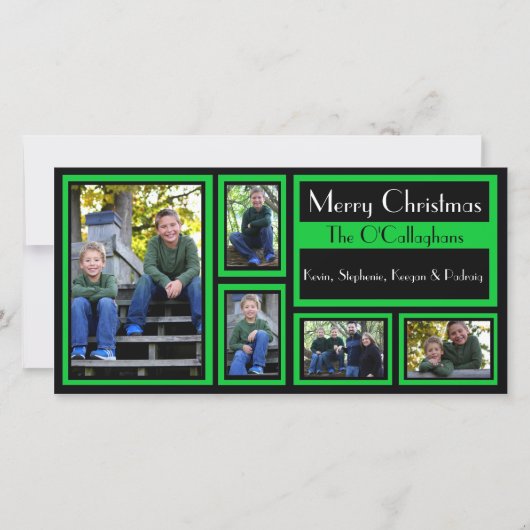 Carte Noir & Vert de Noël - 5 Photos (Devant)