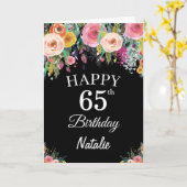 Carte noire 65e anniversaire Aquarelle Florale Fle (Fleur jaune)