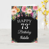 Carte noire couleur florale 73e anniversaire (Fleur jaune)