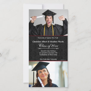 Carte noire Damask Photo Graduation Card