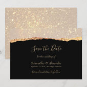 Carte noire de glamour à paillettes dorées Save th (Devant / Derrière)