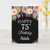 Carte noire de l'aquarelle de 75e anniversaire Fle (Fleur jaune)