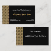 Carte noire de profil de damassé d'or (Devant / Derrière)