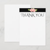 Carte noire de rayure de fleurs roses de Merci (Devant / Derrière)