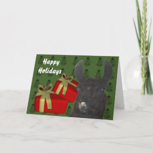 Carte noire de vacances de Noël d'animal de ferme