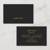 Carte noire de visite avec écriture en or (Devant / Derrière)