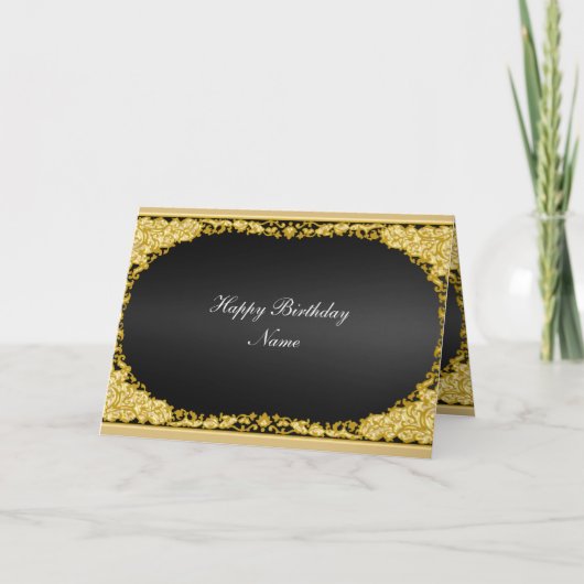 Carte noire dorée Joyeux Anniversaire (Devant)