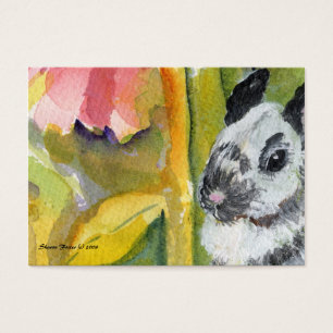 Carte noire et blanche d'art d'ATC du lapin ACEO