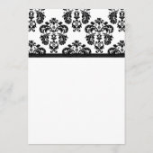 Carte noire et blanche de menu de mariage damassé (Dos)