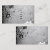 Carte noire et blanche de profil de fleurs (Devant / Derrière)