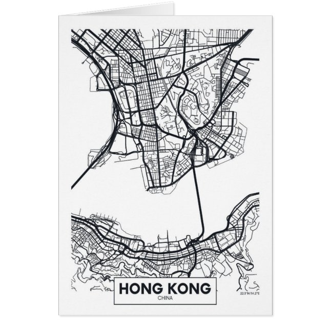 Carte noire et blanche de ville de Hong Kong, (Devant)