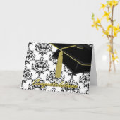 Carte noire et blanche d'obtention du diplôme de (Fleur jaune)