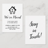 Carte noire et blanche "We've Moved" avec Little H (Devant / Derrière)