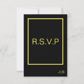 CARTE noire et jaune RSVP de mariage (Devant)