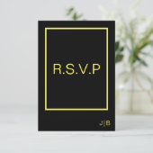 CARTE noire et jaune RSVP de mariage (Debout devant)