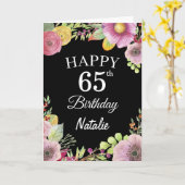 Carte noire Fleurs florales en aquarelle 65e anniv (Fleur jaune)