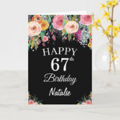 Carte noire Fleurs florales en aquarelle 67e anniv (Fleur jaune)