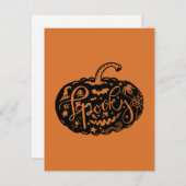 Carte noire Orange Citrouille Halloween (Devant / Derrière)