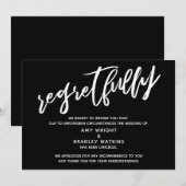 Carte noire simple de mariage annulé avec regret (Devant / Derrière)