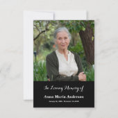 Carte noire simple Merci funéraire photo (Devant)