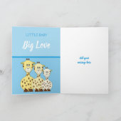 Carte Nom alphabet nouveau bébé jolies girafes bleu (Intérieur)