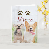 Carte nom animal de compagnie chien chat patte simple ph (Fleur jaune)