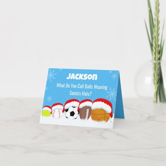 Carte Nom Balles de Noël à Père Noël Casquette Riddle (Devant)