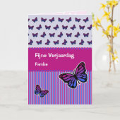Carte Nom d'anniversaire papillon néerlandais Verjaardag (Fleur jaune)
