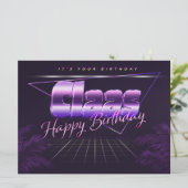 Carte Nom de Claa Prénom lila retro Map Anniversaire (Debout devant)