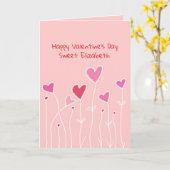 Carte Nom de coutume de coeurs de heureuse (Fleur jaune)