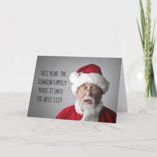 Carte Nom de famille amusant de Père Noël éditable Liste
