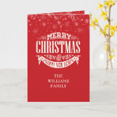 Carte Nom de famille Joyeux Noël Bonne année (Fleur jaune)