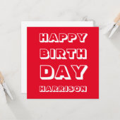 Carte Nom de la Personnaliser, Joyeux anniversaire, Roug (Devant/Arrière en situation)