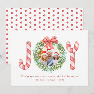 Carte Nom de la photo   Watercolor Joy Christmas Wreath