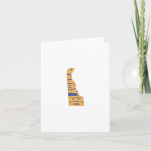 Carte Nom de l'état Delaware Word Art Yellow Note