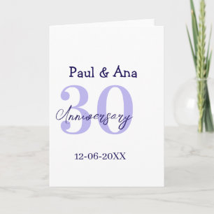 Carte nom de lettre gras violet 30e anniversaire simple