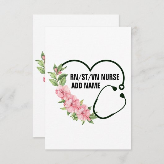 Carte Nom de l'infirmière étudiante-inscrite-ancienne (Devant / Derrière)