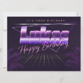 Carte Nom de Luka Prénom lila retro (Devant)