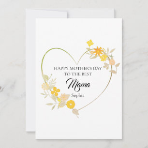 Carte Nom de maman personnalisé Fête des mères Cœur flor