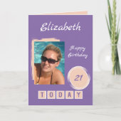 Carte nom de pêche violette pour 21 ans (Devant)