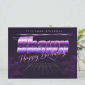 Carte Nom de Shawn Prénom lila retro Map Anniversaire (Debout devant)