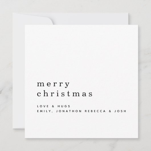 Carte Nom de texte minimal Joyeux Noël blanc (Devant)
