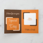 Carte Nom du frère photo marron orange anniversaire (Intérieur)