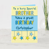 Carte Nom du frère spécial bleu anniversaire (Devant)