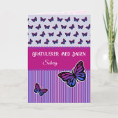 Carte Nom du papillon rose et lilas norvégien (Devant)